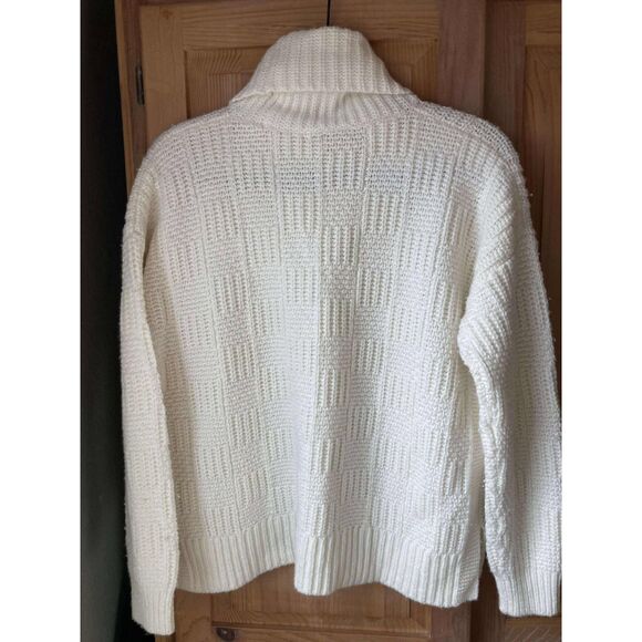 Madewell | Checkered Turtleneck Sweater in Creamy White | Small - Picture 3 of 4